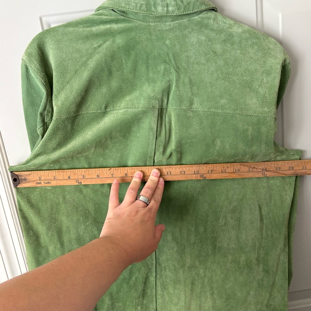 JM Collection Green Suede Button-Up Jacket - Picture 6 of 6